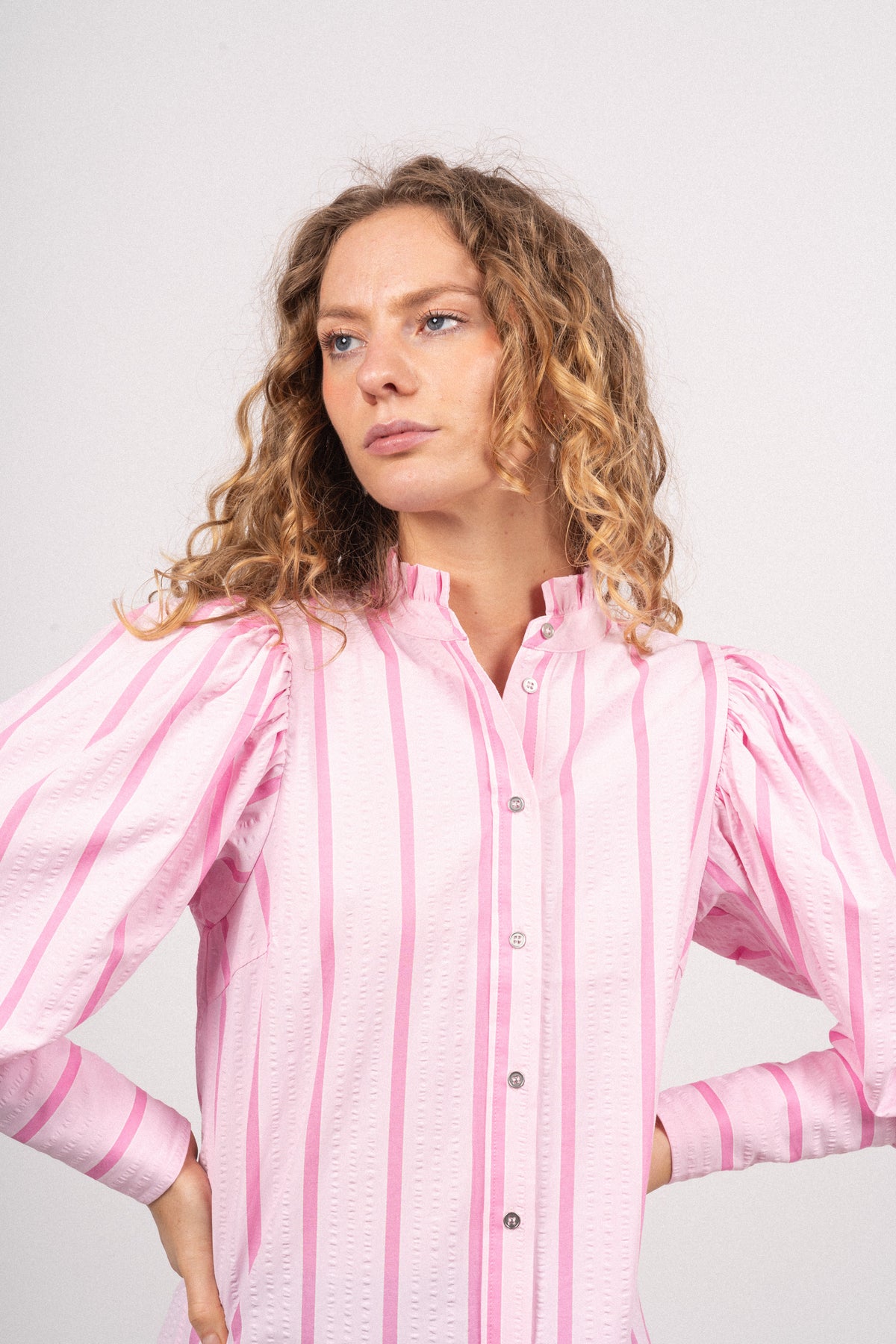 Tessiecc Stripe Puff Shirt - Bubblegum