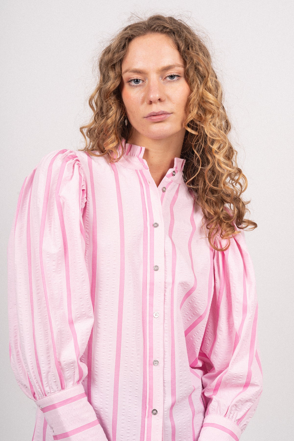 Tessiecc Stripe Puff Shirt - Bubblegum