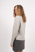 Yasnorla LS Knit Pullover - Light Grey Melange