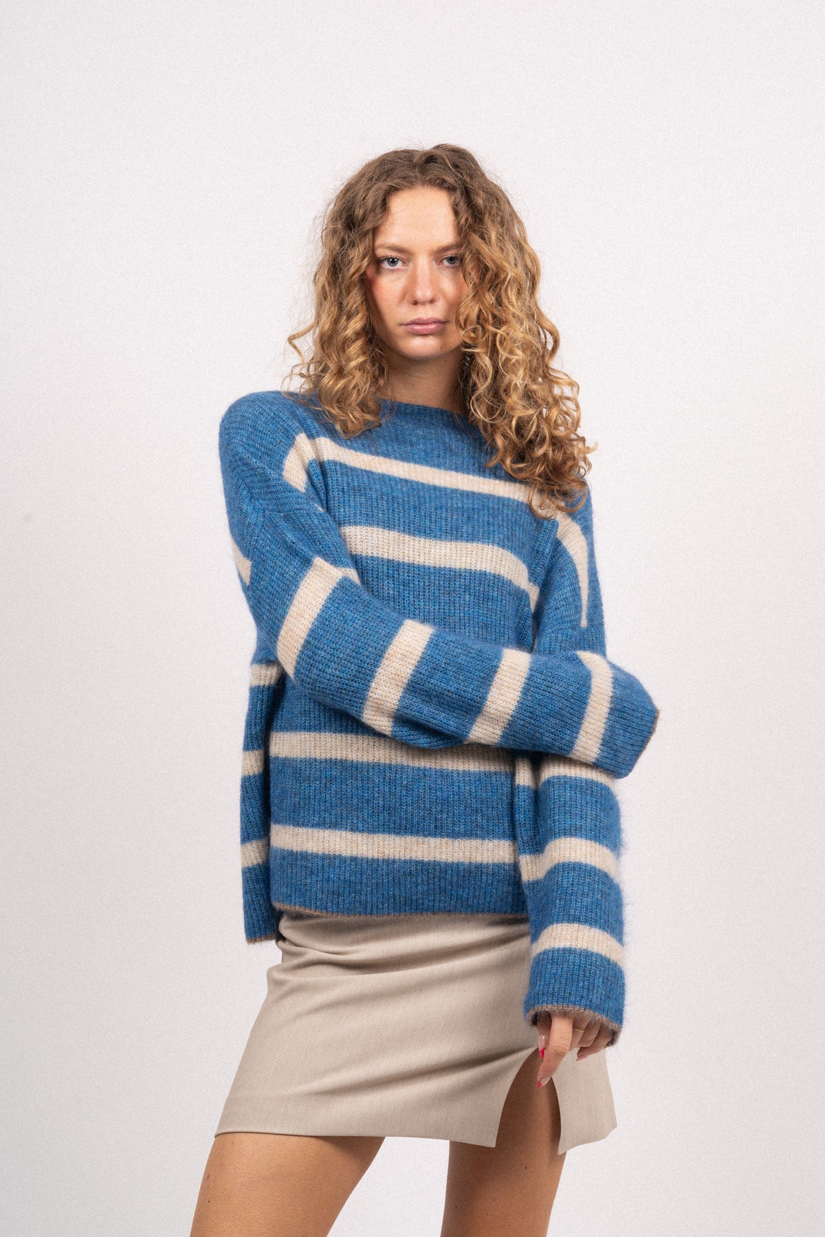 Cozycc Stripe Turtleneck - New Blue