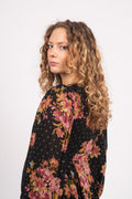 Golden Georgette Mini Dress - Autumn Bouquet