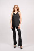 Renata Halter Neck Satin Top - Black