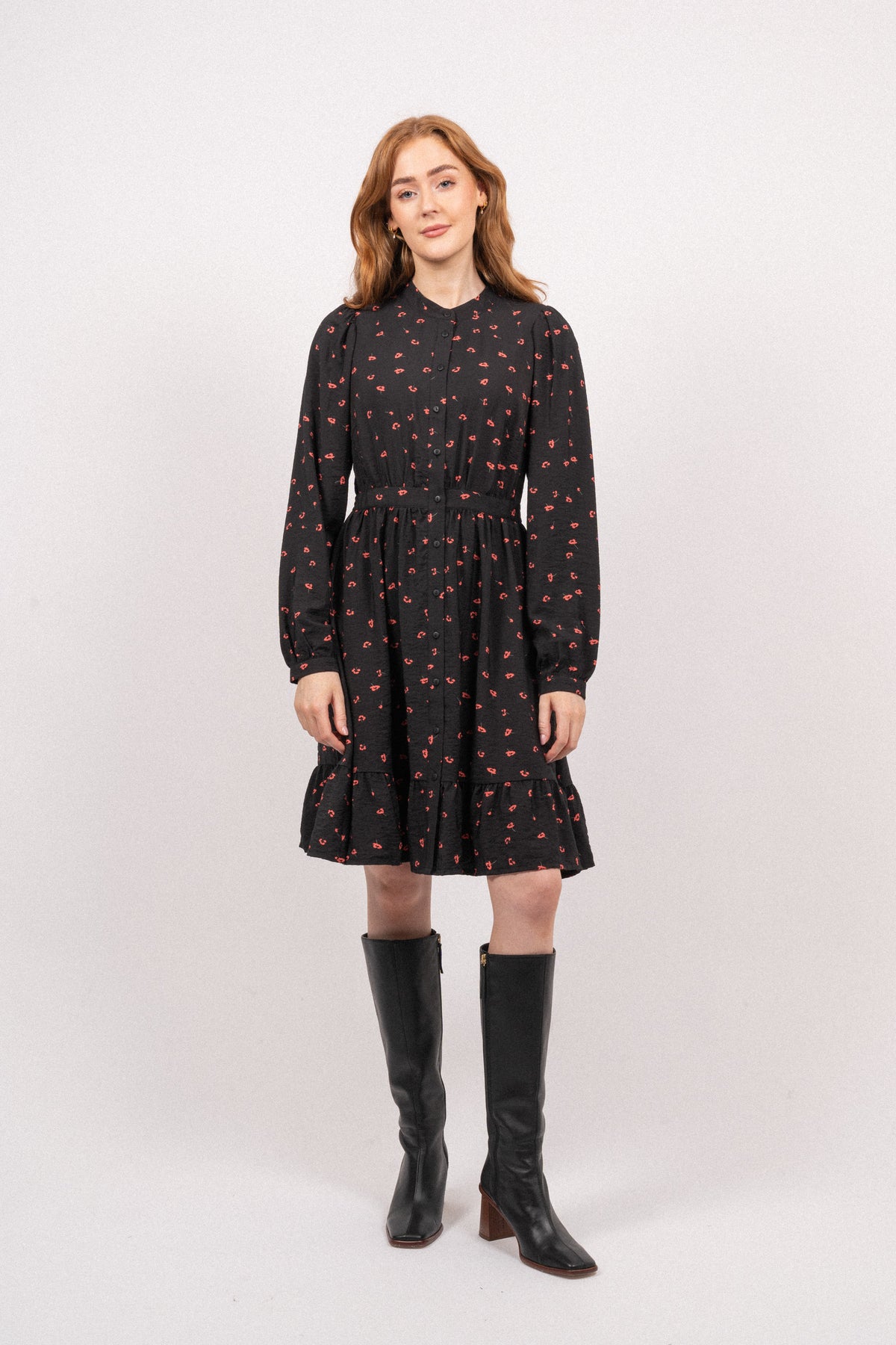 Vinaya Ladonna Shirt Dress Aop - Black Flower