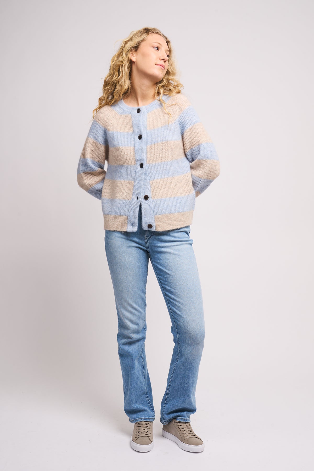 Lulu LS Knit Short Cardigan - Birch Cashmere Blue