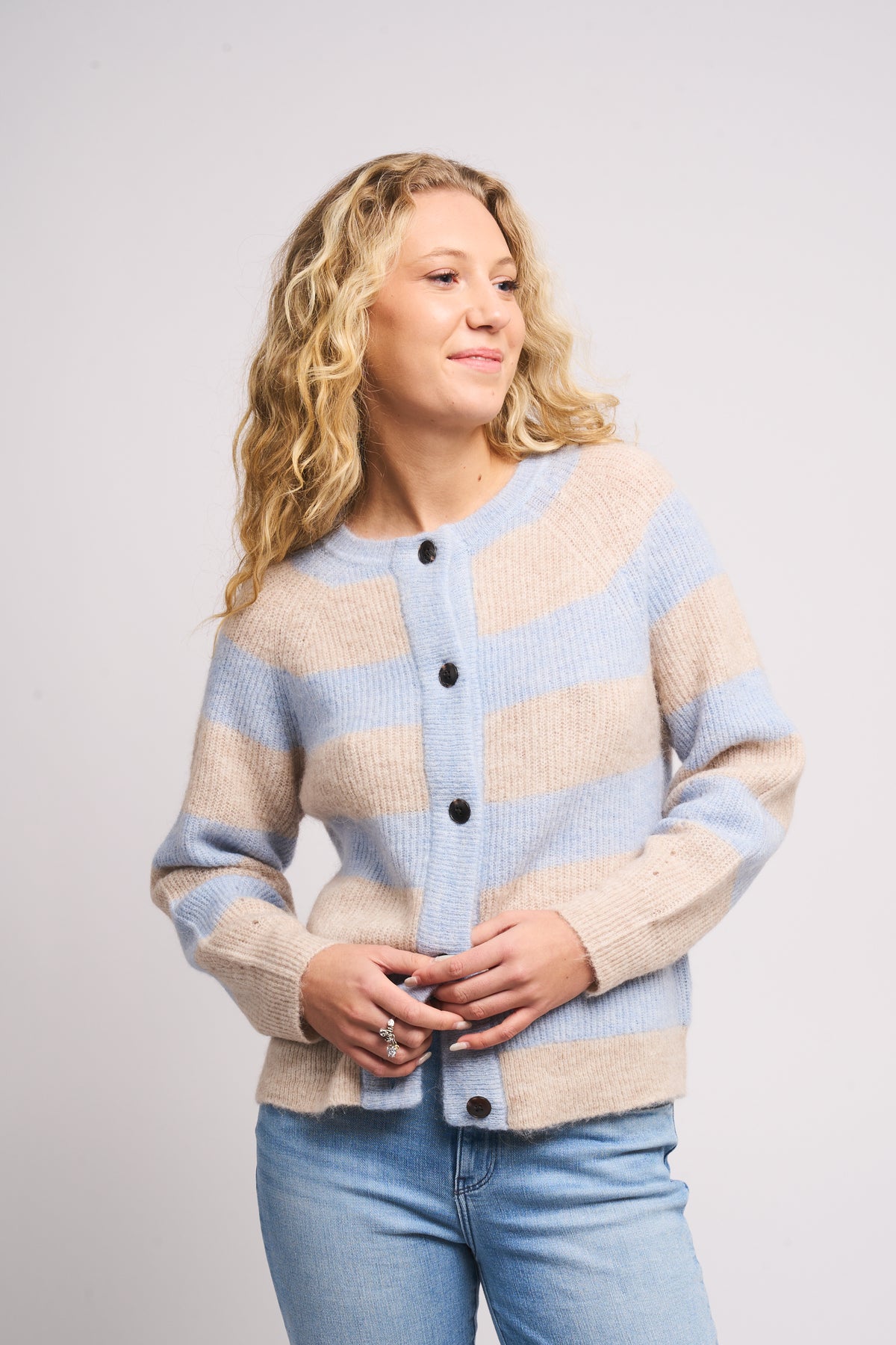 Lulu LS Knit Short Cardigan - Birch Cashmere Blue