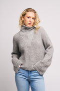 Florie Zip Knit - Lt Grey Melange
