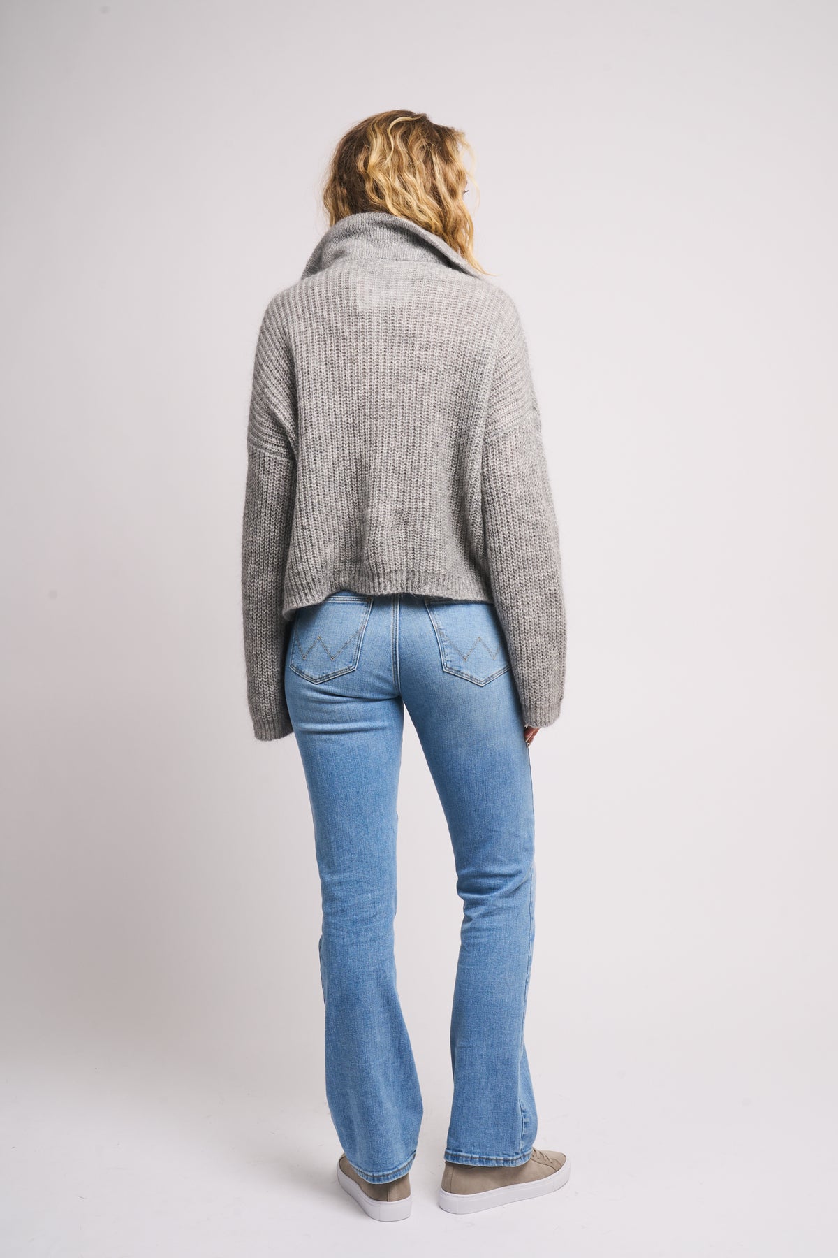 Florie Zip Knit - Lt Grey Melange
