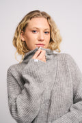 Florie Zip Knit - Lt Grey Melange
