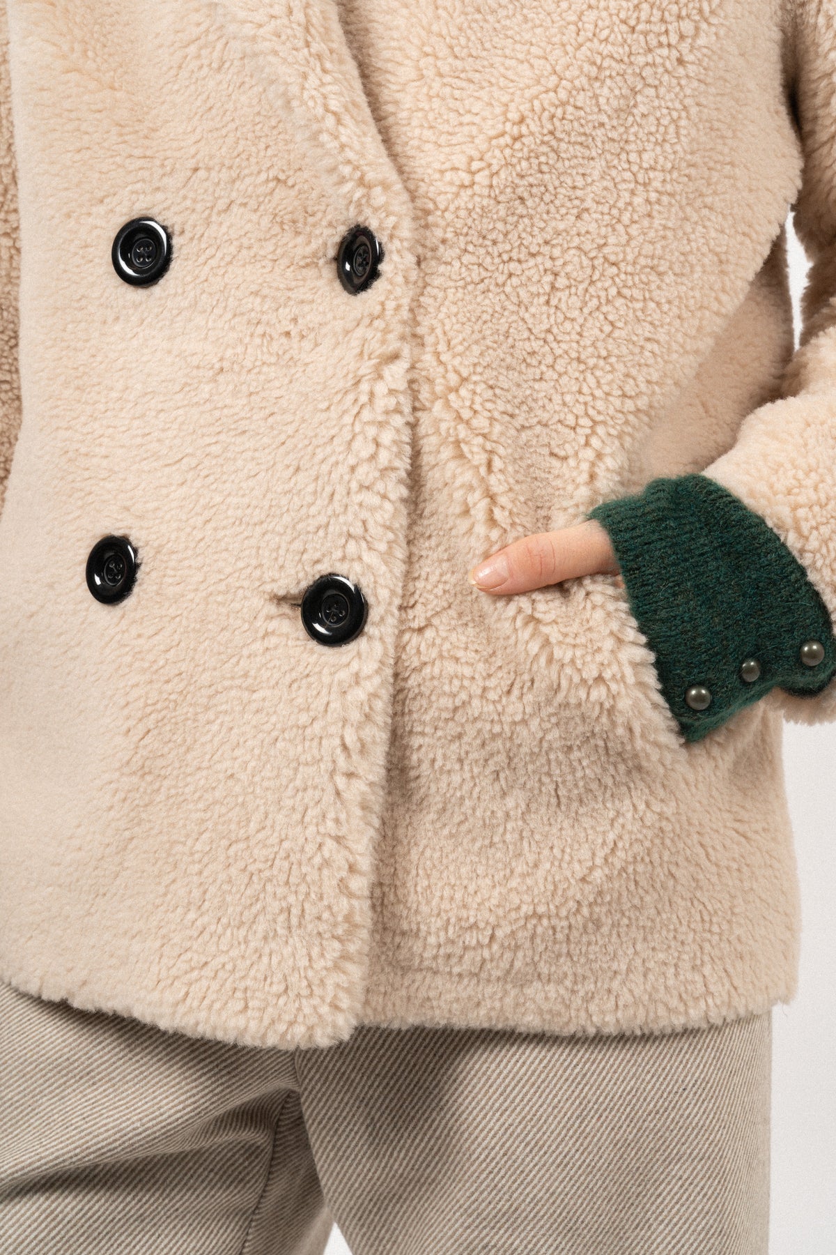 Fiona Short Coat Without Fur - Beige
