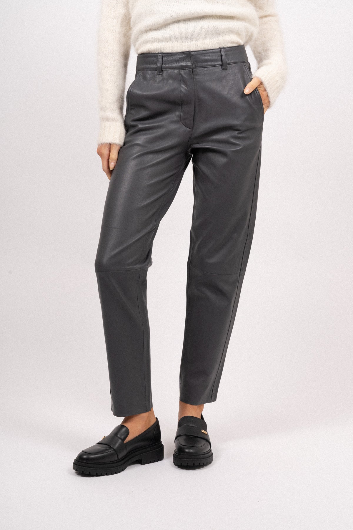 Marie MW Leather Pants - Magnet