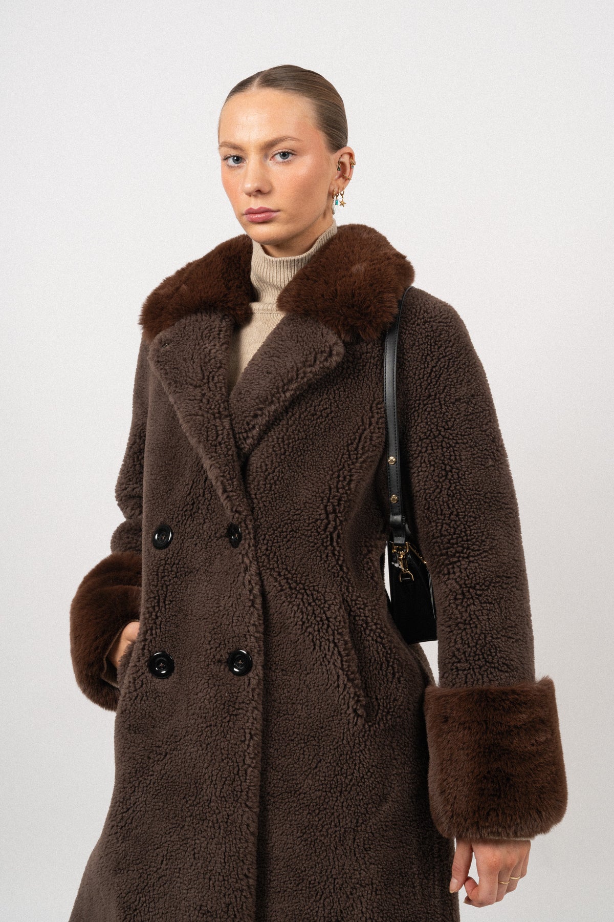 Fiona Wool Coat Long - Chocolate Brown