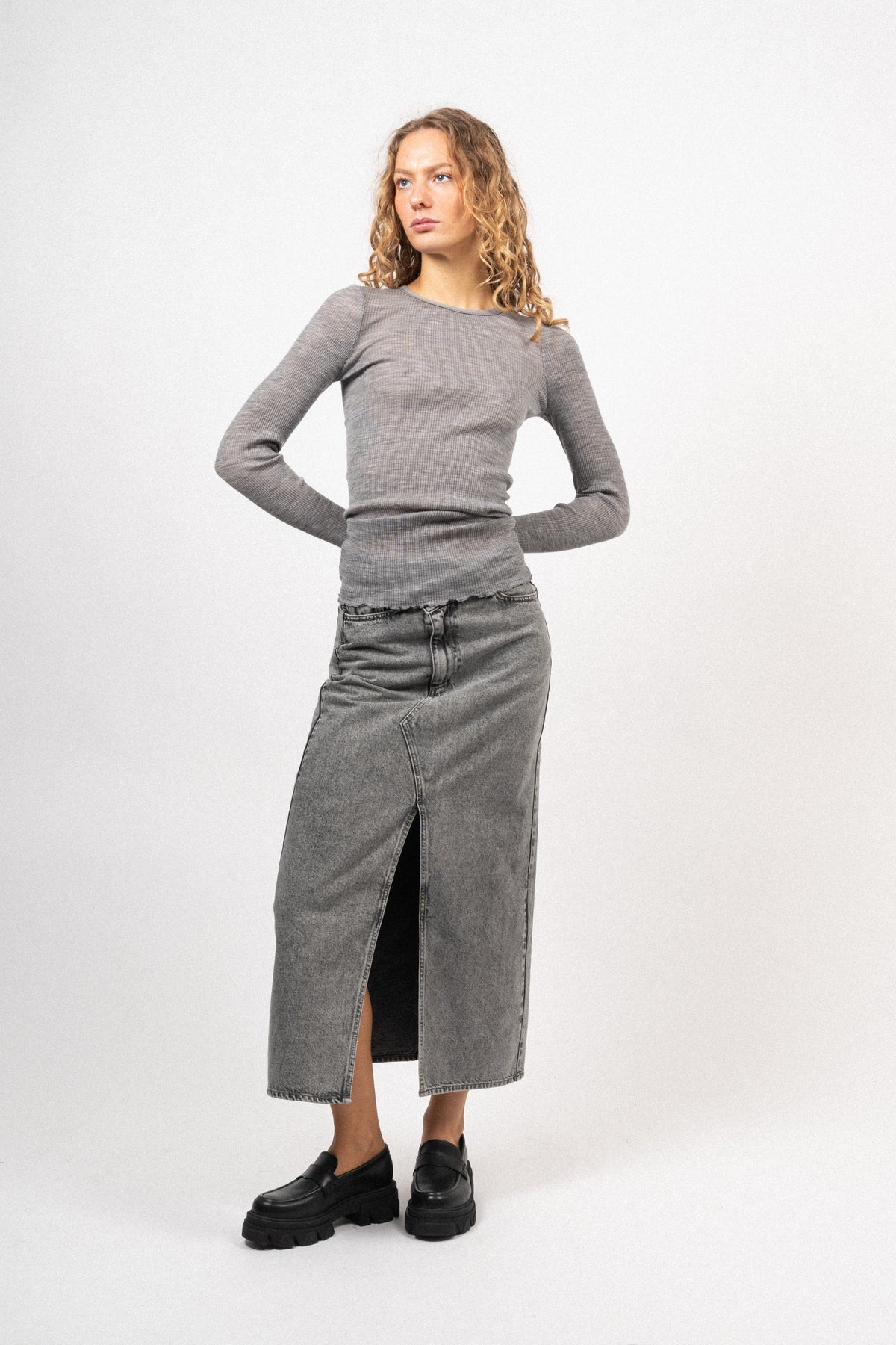 Doudo T-Shirt LS - Grey Melange