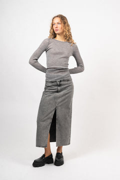 Vikacc Asym Slit Skirt - Mid Grey