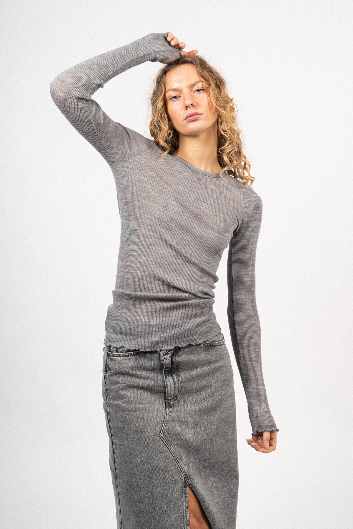 Doudo T-Shirt LS - Grey Melange