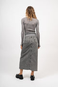Vikacc Asym Slit Skirt - Mid Grey