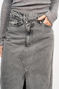 Vikacc Asym Slit Skirt - Mid Grey