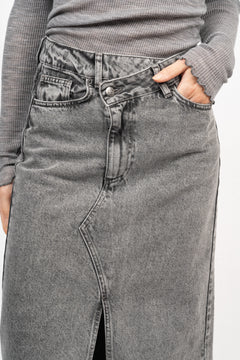 Vikacc Asym Slit Skirt - Mid Grey
