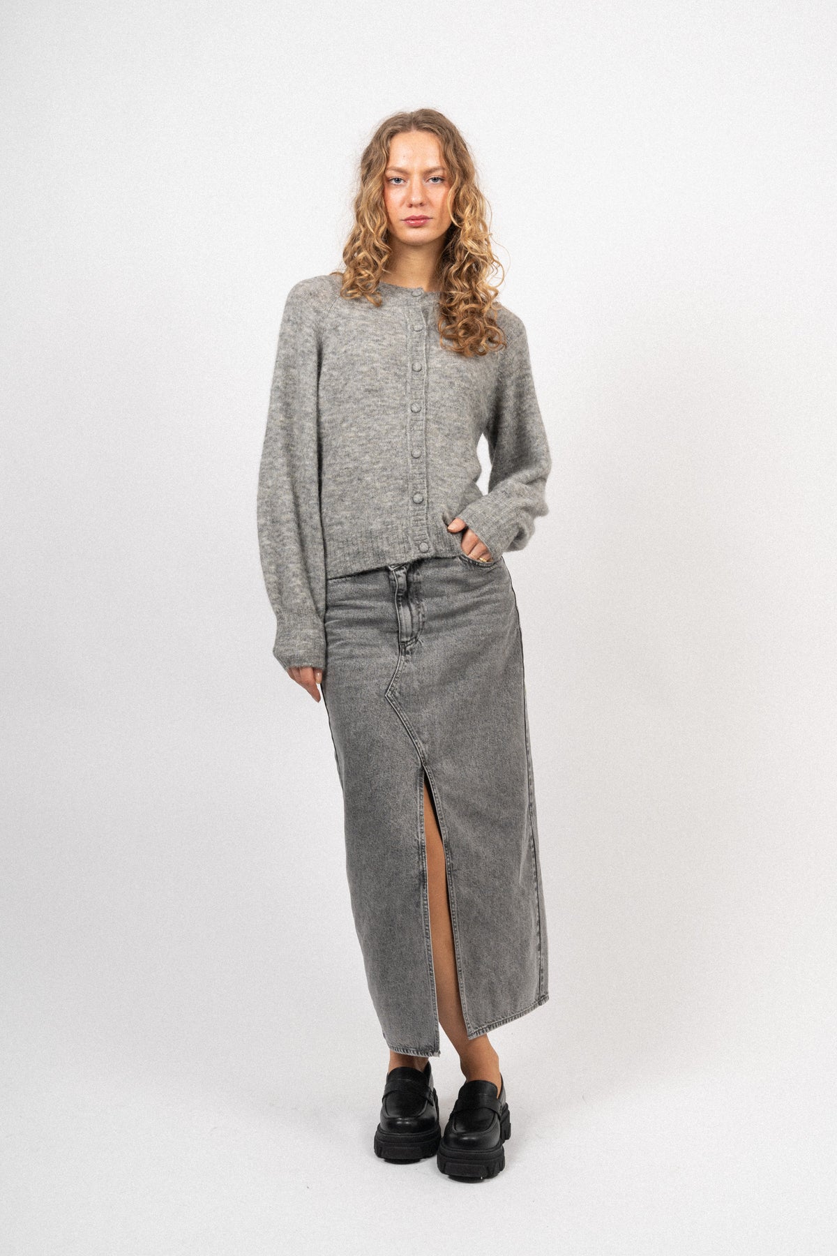 Zasha Hope Cardigan - Medium Grey Melange
