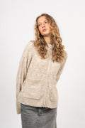 Lessine Hope Zip Cardigan - Oatmeal Melange