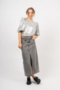 Steviecc Sequin Bow Blouse - Silver