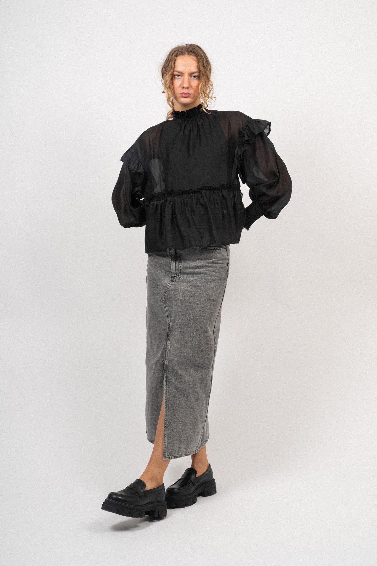Moniquecc Frill Blouse - Black