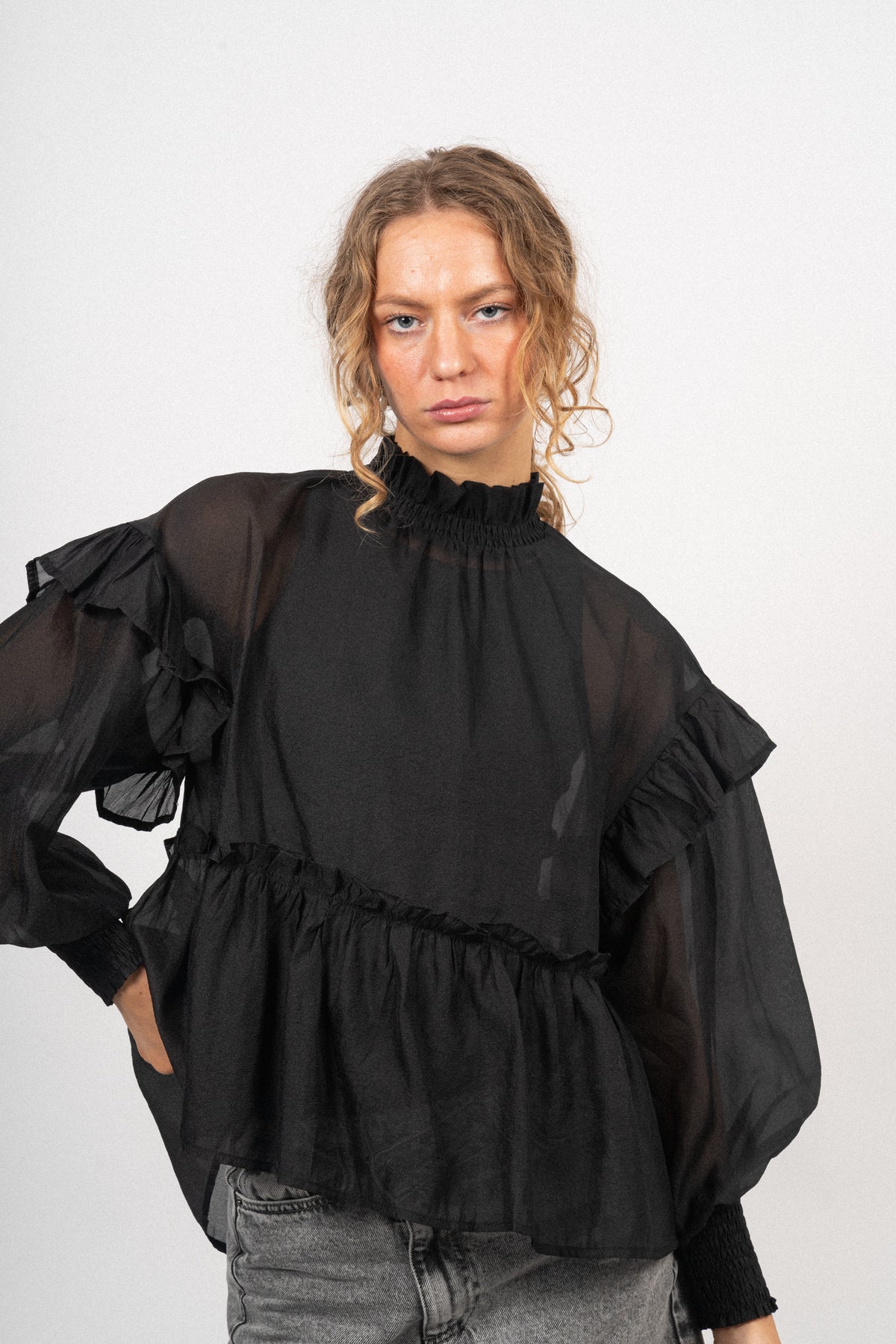 Moniquecc Frill Blouse - Black