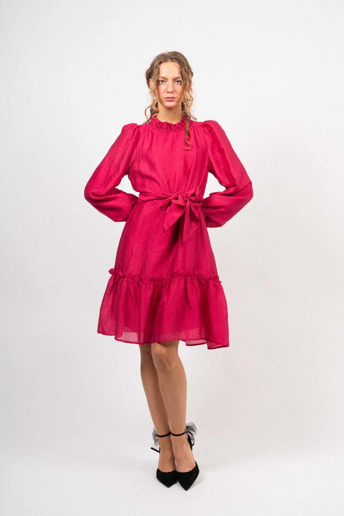 Moniquecc Ls Belt Dress - Pink