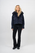 Charlie Jacket - Faux Fur - Wool Navy