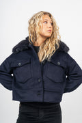 Charlie Jacket - Faux Fur - Wool Navy