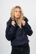 Charlie Jacket - Faux Fur - Wool Navy