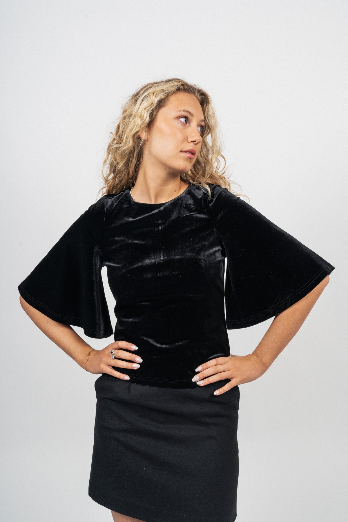 Lucia Velour Top - Black