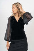 Hazel Velour Top - Black