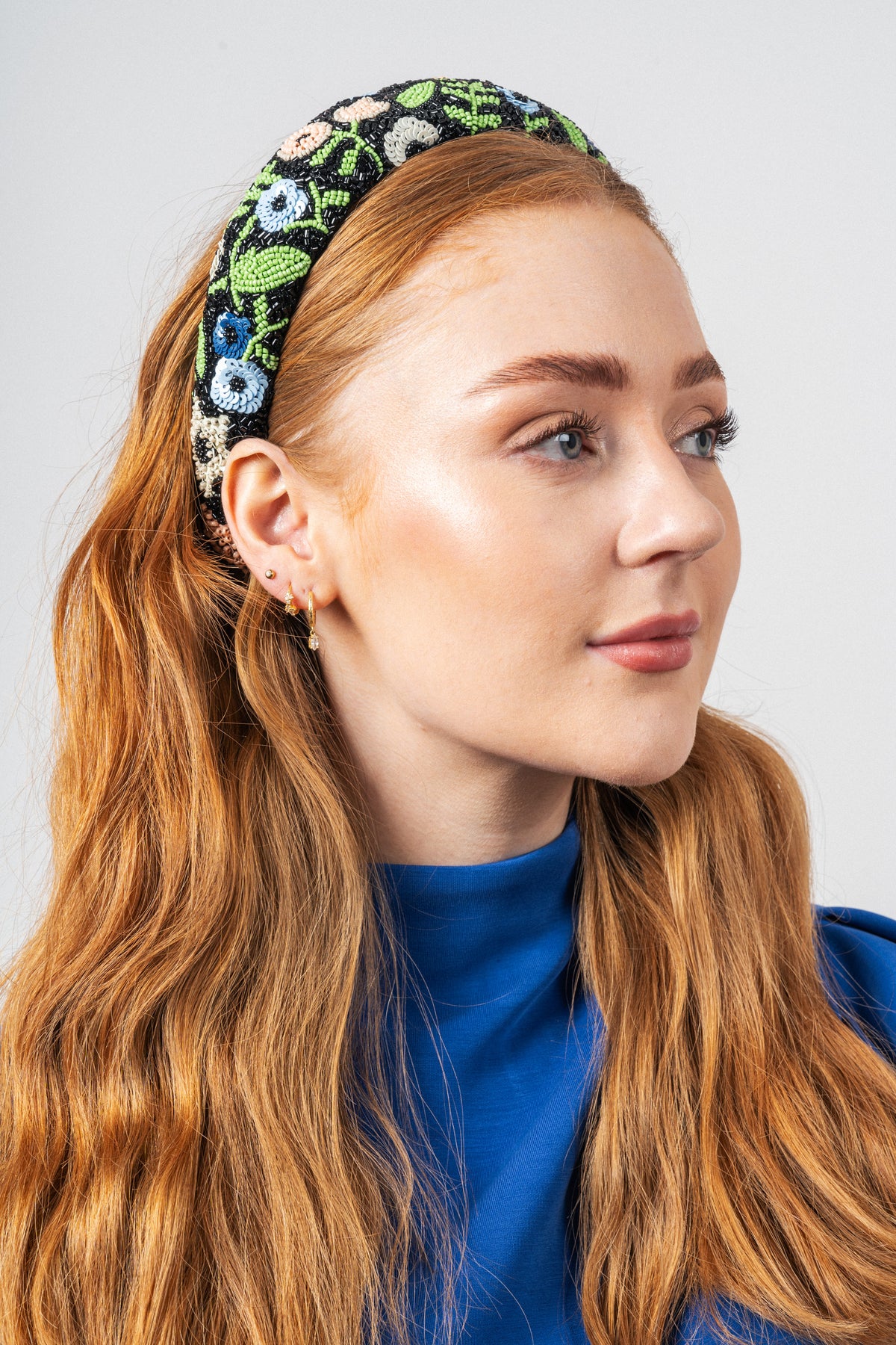Anemona Wide Beaded Hairbrace - Svart
