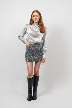 Shimmer Mini Skirt - Silver