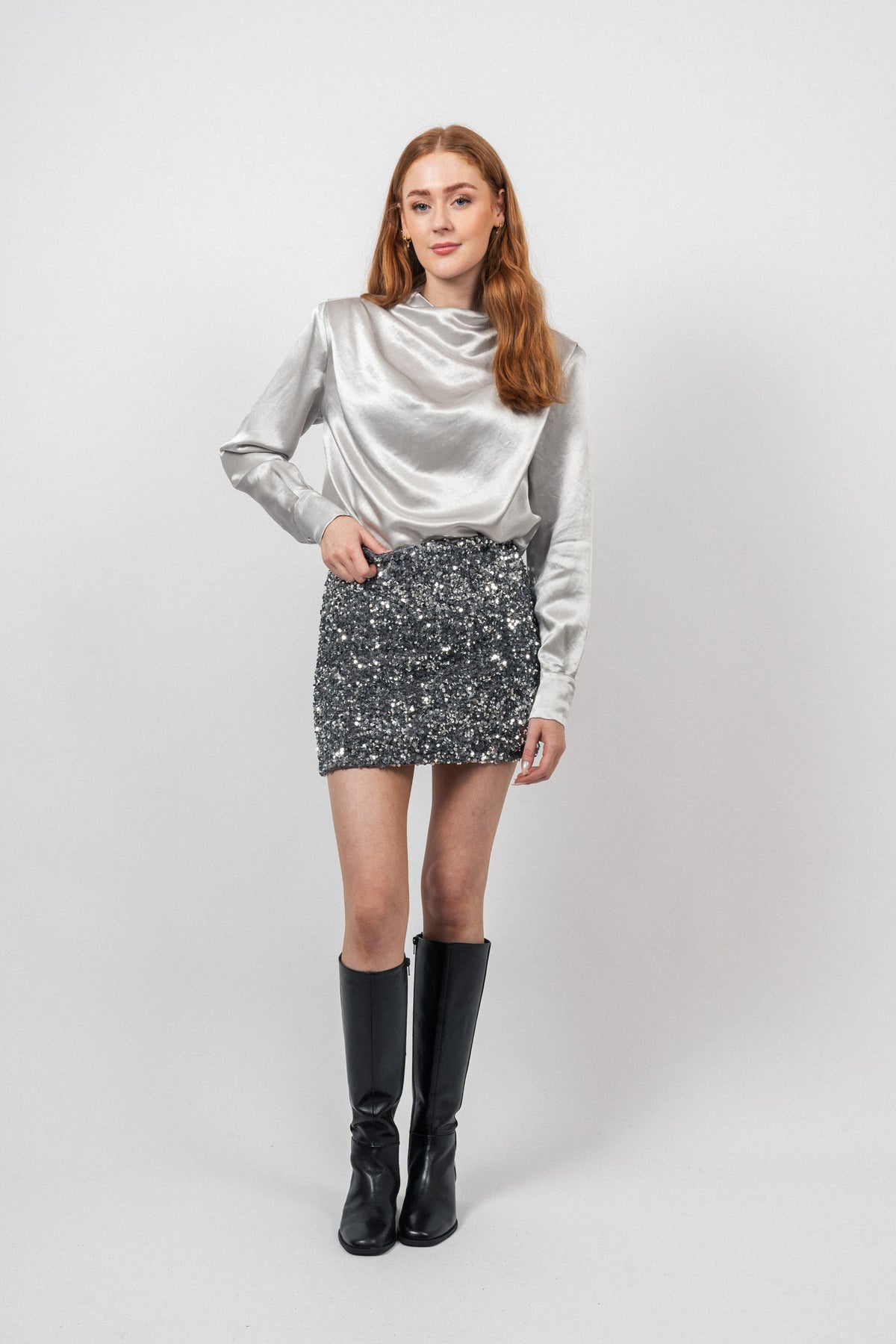 Shimmer Mini Skirt - Silver