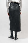 Phoebecc Leather Slit Skirt - Black