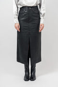 Phoebecc Leather Slit Skirt - Black