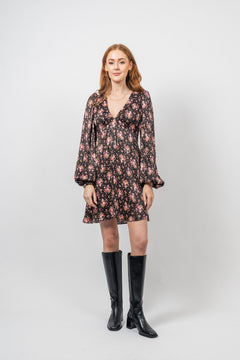 Crépe Satin Mini Dress - Flower Petals