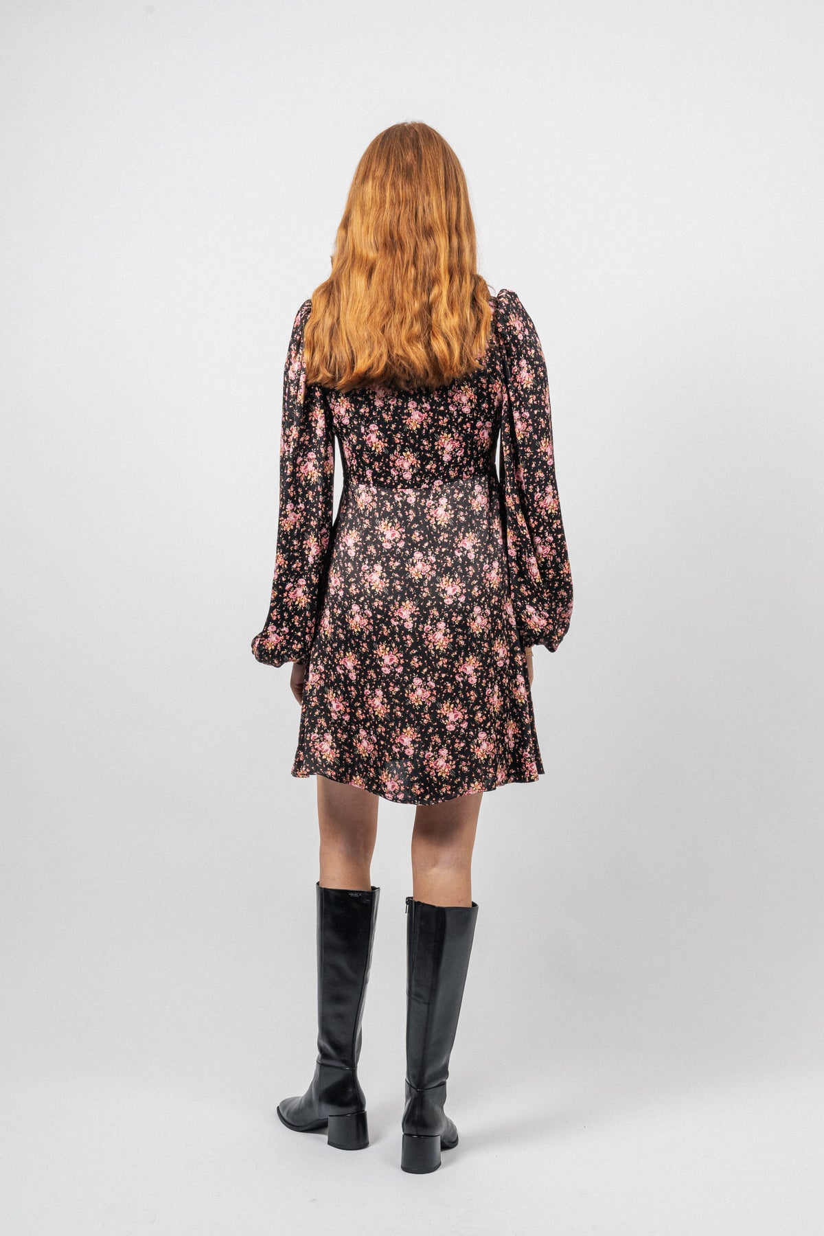 Crépe Satin Mini Dress - Flower Petals