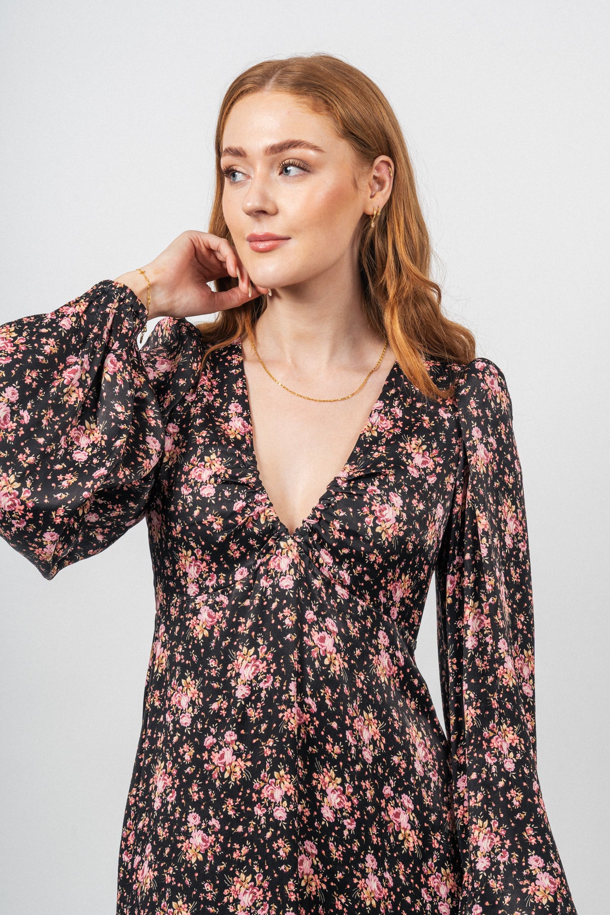 Crépe Satin Mini Dress - Flower Petals