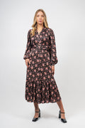 Crépe Satin Midi Dress - Flower Petals