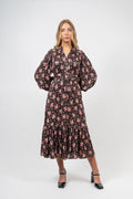 Crépe Satin Midi Dress - Flower Petals