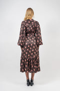 Crépe Satin Midi Dress - Flower Petals
