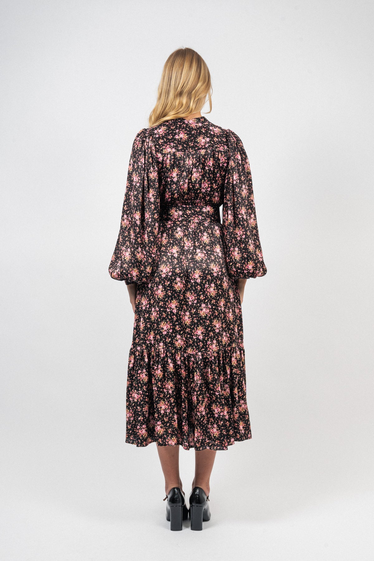 Crépe Satin Midi Dress - Flower Petals