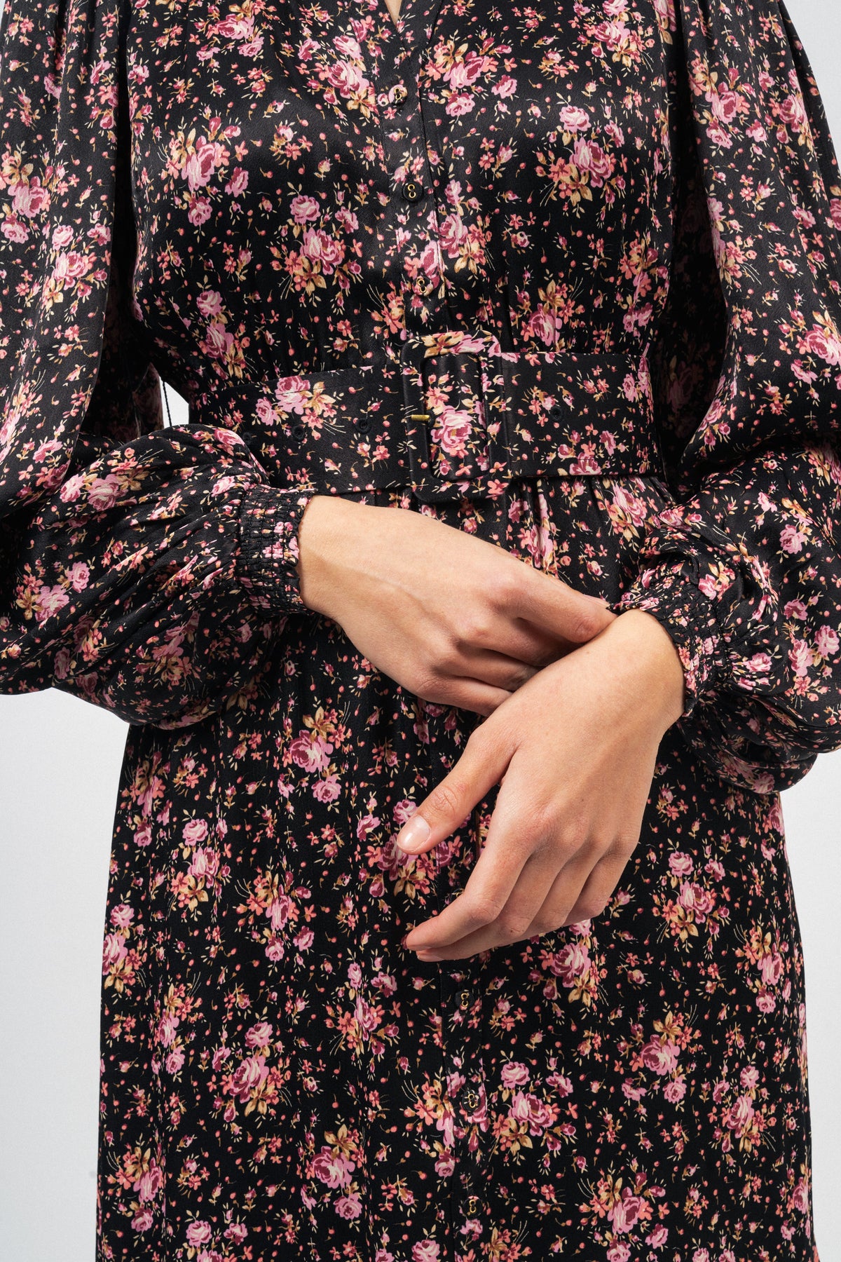 Crépe Satin Midi Dress - Flower Petals