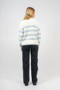 Bloomie Ls Knit O-Neck - Snow White/Cashmere Blue