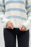 Bloomie Ls Knit O-Neck - Snow White/Cashmere Blue