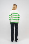Bloomie Ls Knit O-Neck - Snow White/Classic Green