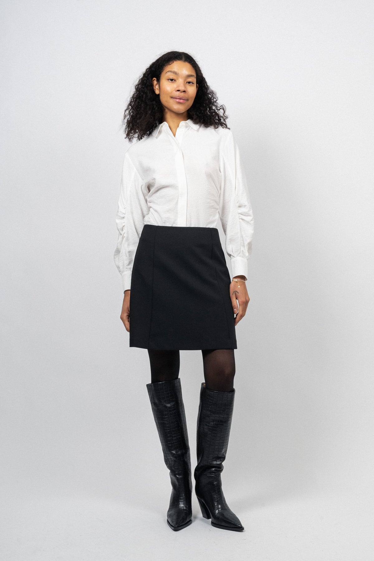 Vega LS Gathered Shirt - Snow White