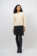 Selma Ls Knit V-Neck - Birch